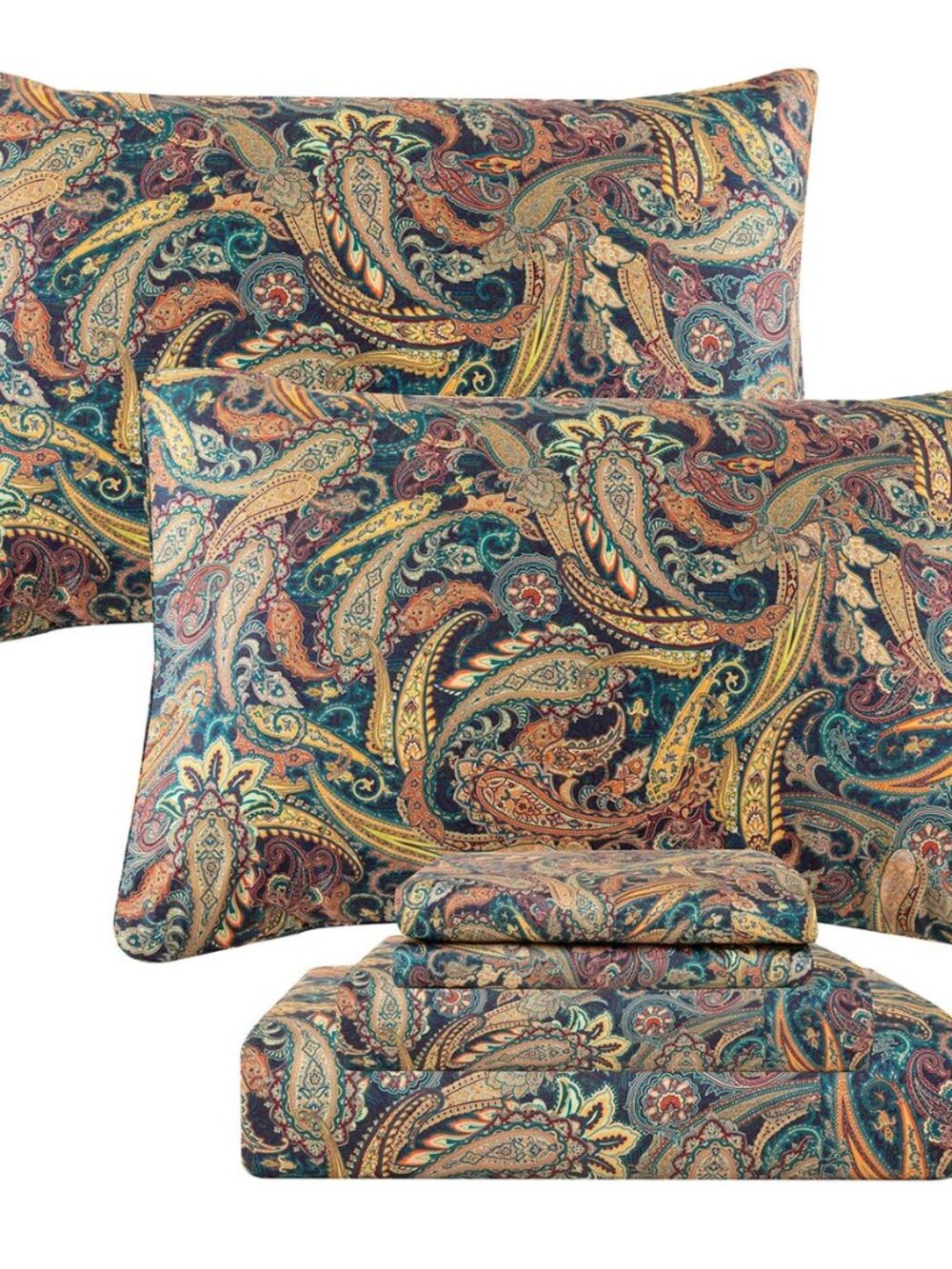 Boho Bed Sheets Queen Size - 100% Egyptian Cotton Sheets Elegant Paisley Flower